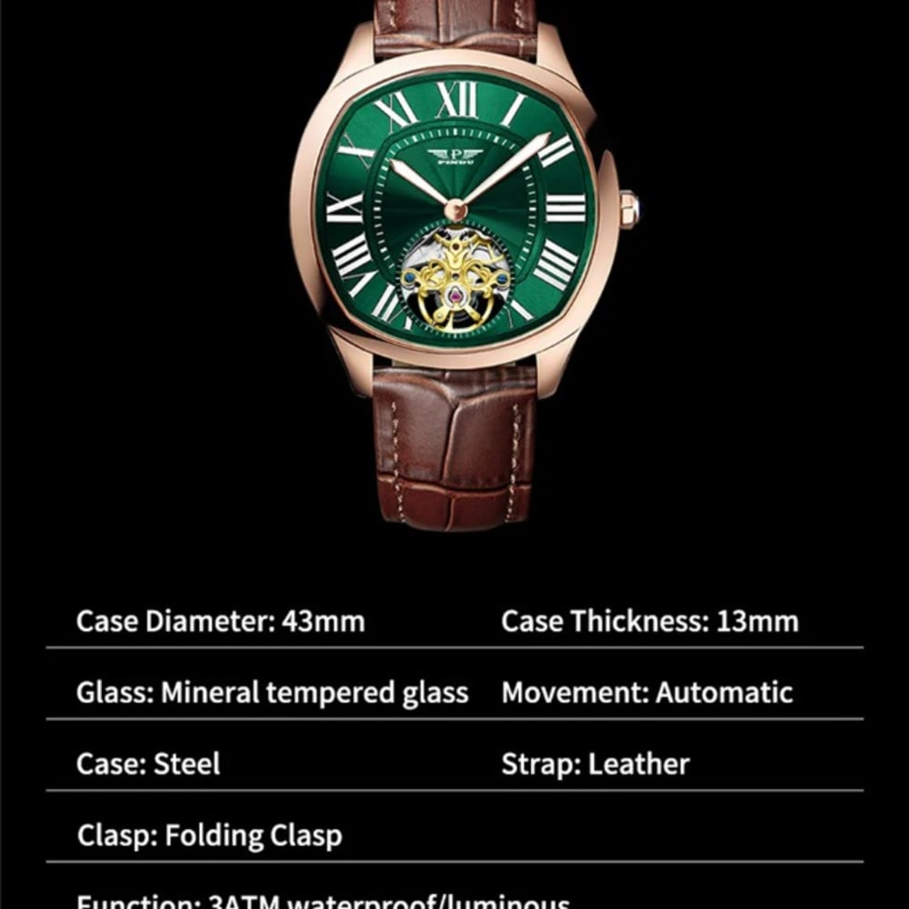 PINDU Design Tourbillon Watch for Men - Waterproof Mechanical Watch